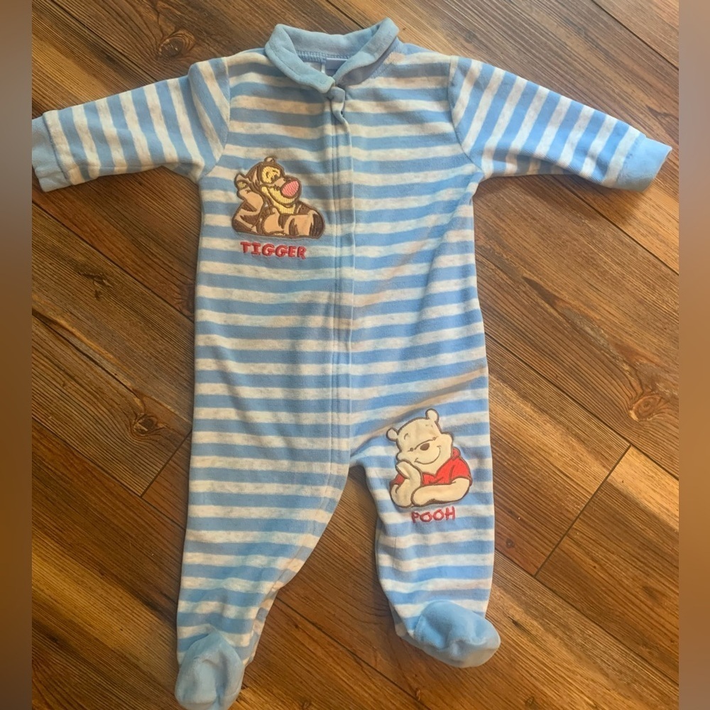 Vintage Y2K Wonderful World Of Disney 3/6 Month Sleeper Pooh Tigger Footie - Picture 2 of 11